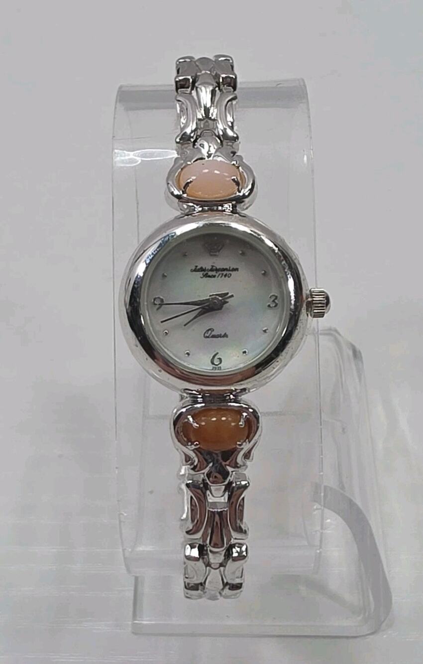 Jules Jurgensen Silver Tone Women's Watch 7785 Pearlescent Dial New Battery W339